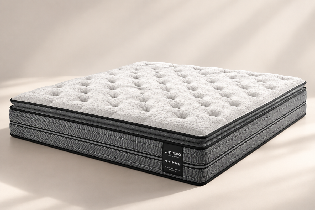 Matratze mit Pillow-Top, Schrägansicht