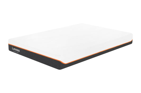 Lunessa Nexora Memory-Foam-Matratze, Schrägansicht auf weißem Hintergrund