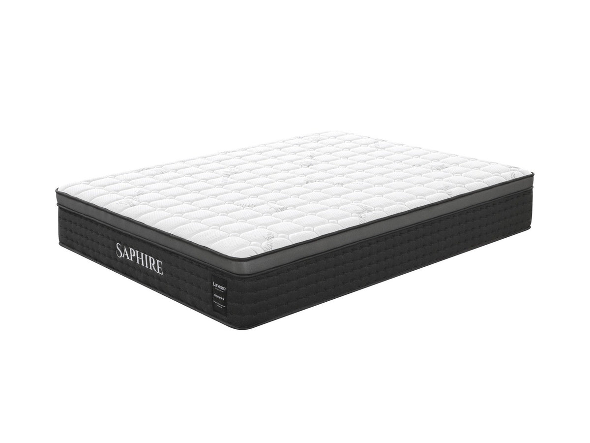 Lunessa Saphire Hybridmatratze in Anthracite, Schrägansicht auf weißem Hintergrund