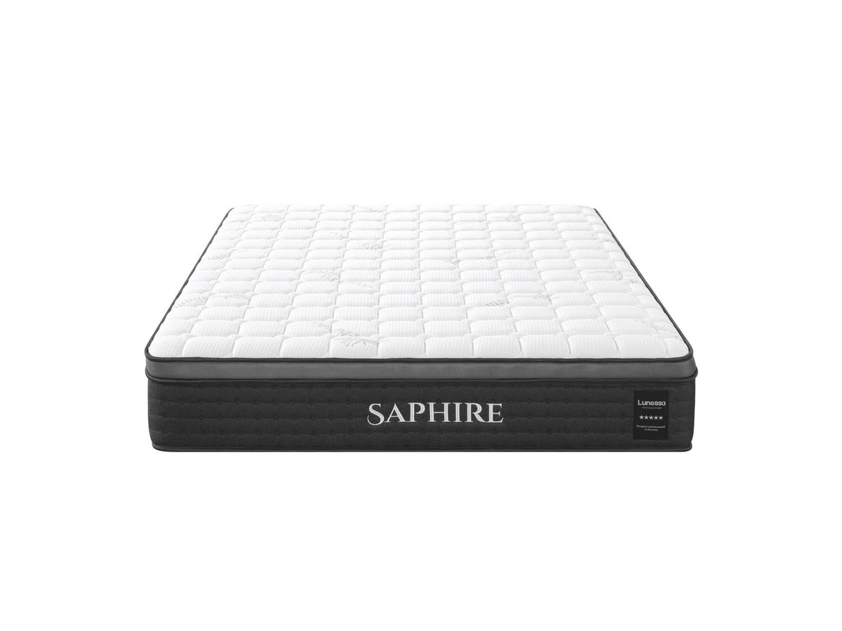 Lunessa Saphire Hybridmatratze in Anthracite, Ansicht von vorne auf weißem Hintergrund