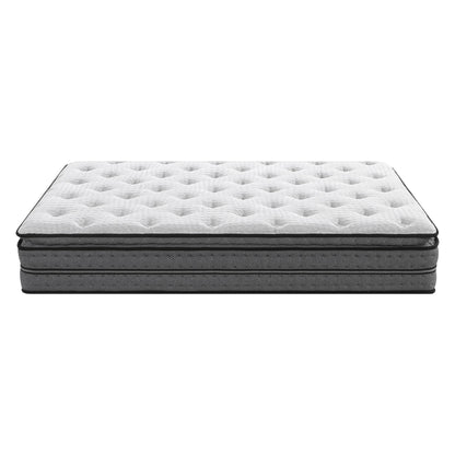 Lunessa Zenith Hybridmatratze in Anthracite, Seitenansicht mit Pillow-Top und zwei hellen Zierbändern